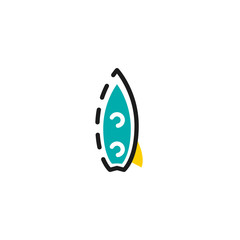 Color line icon for flat design. Surf board