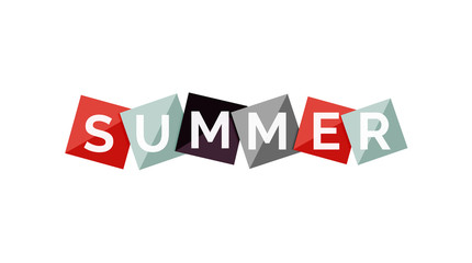 Word concept on color geometric shapes - summer