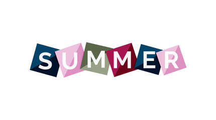 Word concept on color geometric shapes - summer