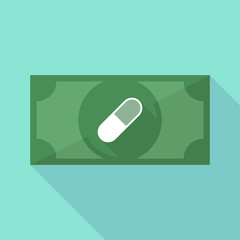 Long shadow banknote icon with a pill