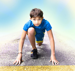  boy  prepare to have running event contest