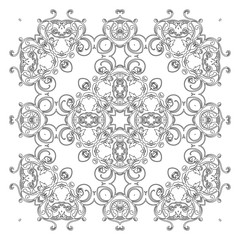 Ornament black white card with mandala.