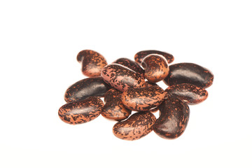 Pile of raw organic beans isolated on the white background