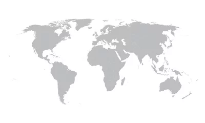 Foto auf Alu-Dibond graue Vektorweltkarte mit Grenzen aller Länder © chrupka