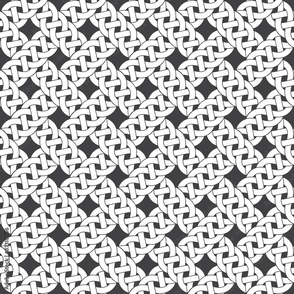Poster seamless pattern of intersecting braids with swatch for filling. celtic ornament texture. fashion ge