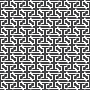 Seamless pattern of intersecting letters H with swatch for filling. Celtic chain mail. Fashion geometric background for web or printing design.