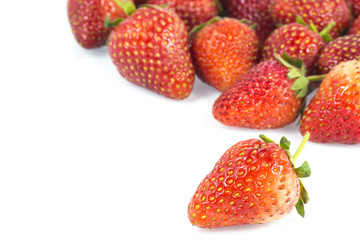 Stawberries and leader isolated on white background for business