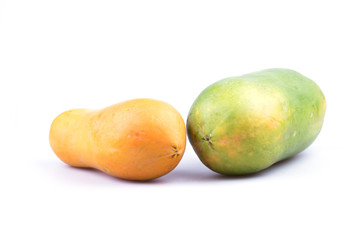 ripe papaya fruit isolated on white background