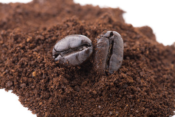 Coffee beans and ground coffee