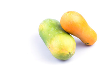 ripe papaya fruit isolated on white background