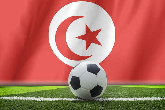 Soccer ball on the tunisia flag