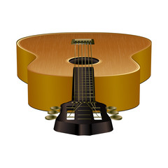 vector illustration acoustic guitar perspective stamped forward, foreground and background, isolated object