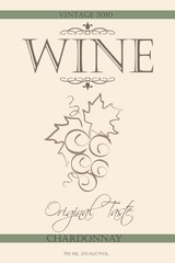 Wine label with Grape illustration