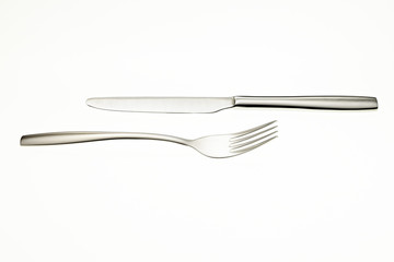 Stainless fork and knife