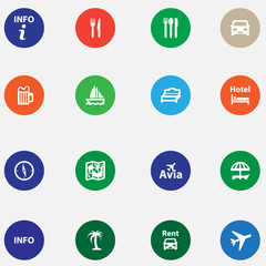 Tourist icons. Flat design.