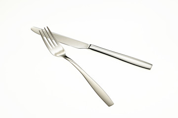 Stainless fork and knife