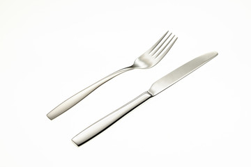 Stainless fork and knife