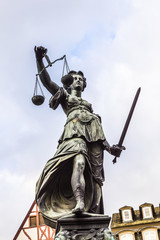 Fototapeta na wymiar Justitia - Lady Justice - sculpture on the Roemerberg square in