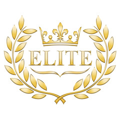 Lauriers ELITE, couronne or sur fond blanc