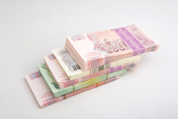 Thai Baht banknotes ,Thai money isolated on white background