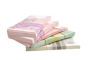 Thai Baht banknotes ,Thai money isolated on white background