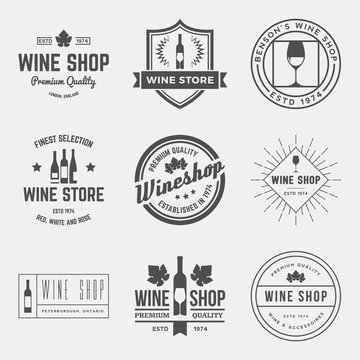 vector set of wine shop labels, badges and design elements