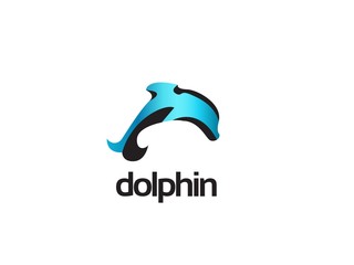 Dolphin abstract logo design template. Creative business concept icon. Vector idea logotype.