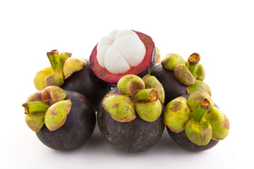 ripe mangosteen isolated on white background