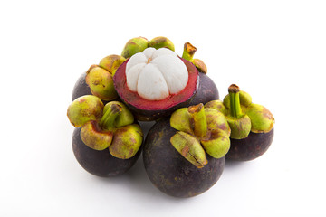ripe mangosteen isolated on white background
