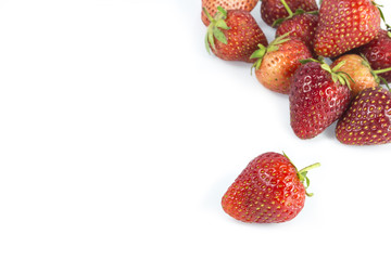 Stawberries and leader isolated on white background for business