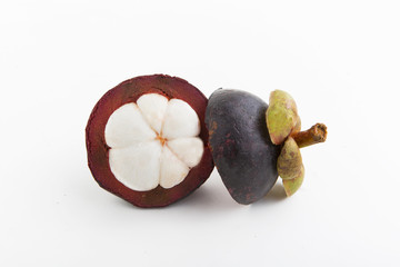 ripe mangosteen isolated on white background