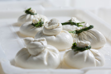 burrata cheese on a production