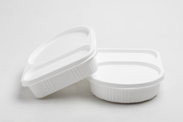 white plastic food container. isolated over white background