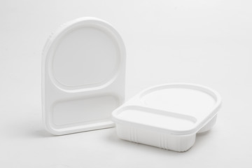 white plastic food container. isolated over white background