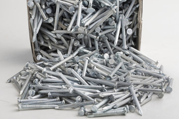 Heap of Silver Concrete nails on hand