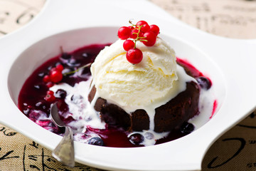 the chocolate fondant  with ice cream