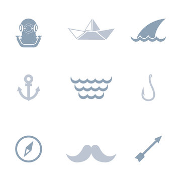 Sea journey icon set  
