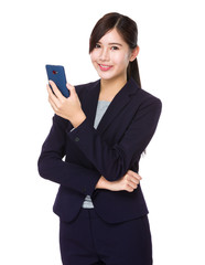 Asian young businesswoman use of smartphone