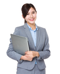 Young businesswoman hold with laptop computer