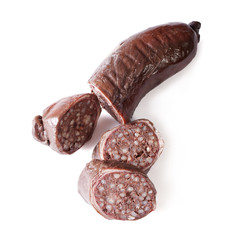 blood sausages isolated on a white background. Horizontal top view
