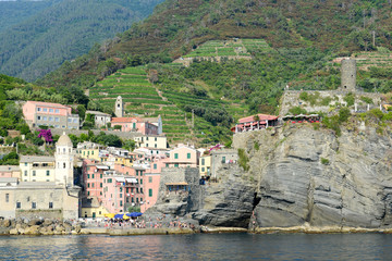 Scenic view of colorful village Vernazza, Italy