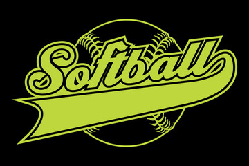 Softball Design With Banner is an illustration of a softball design with a softball and text.