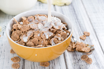Bowl with Cornflakes and Milk