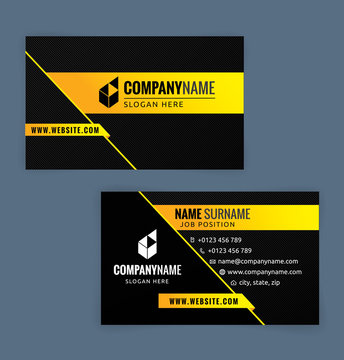 Business card template. yellow and black, Illustration Vector eps10
