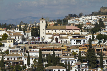 Fototapeta na wymiar San Nicolas from Alhambra Granada