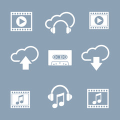 Media and music icon set  