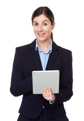 Caucasian businesswoman use of the tablet pc