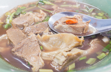 Slow cooked herbal pork with special blood soup.