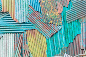 The Colorful metal. Colorful of Rusted galvanized iron plate