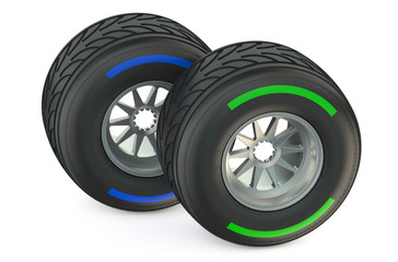 racing wheels with wet tyres